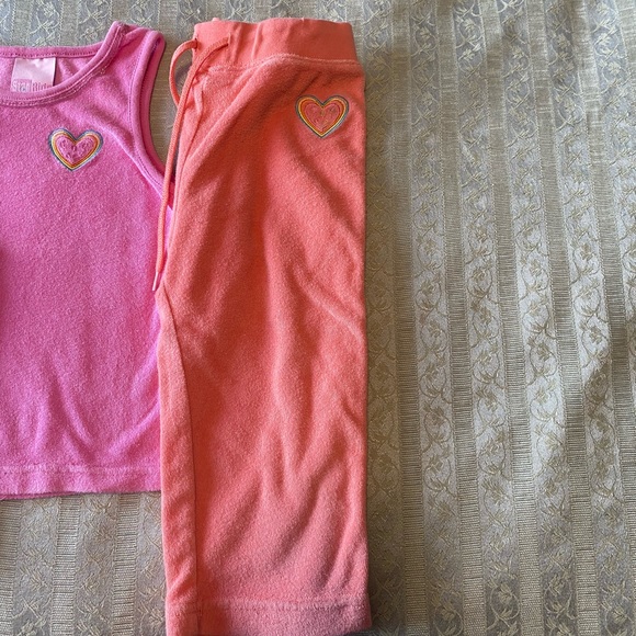 Pink and turquoise rainbow heart tanks and pants bundle - Picture 7 of 9
